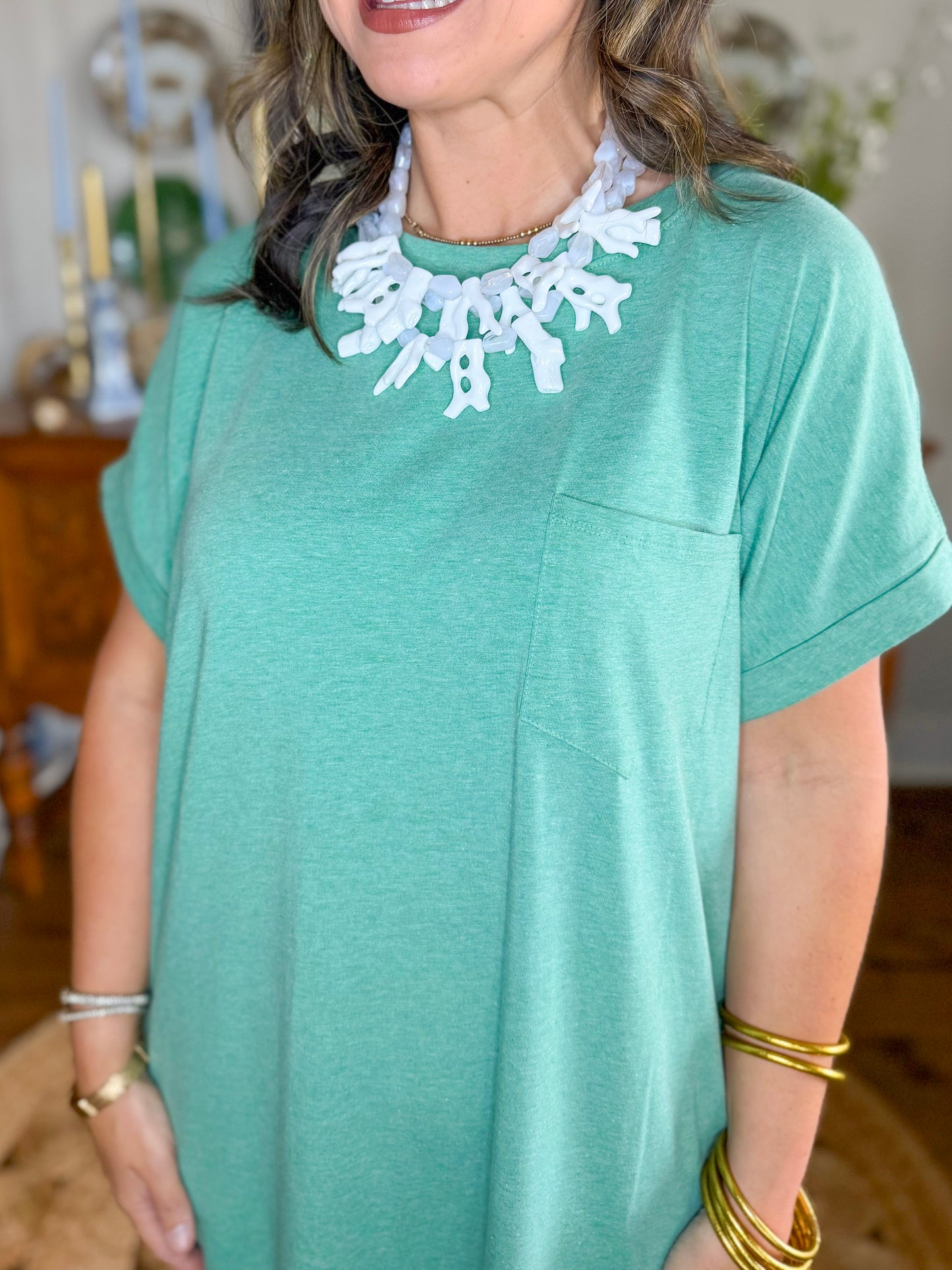 The Easy Tide Midi Dress in Heather Kelly Green