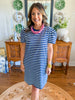 Mary Square | Carolina T-Shirt Dress in Navy + White Stripe