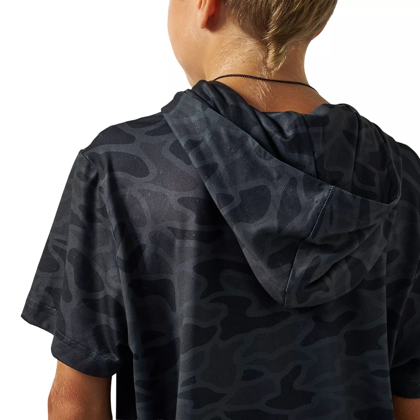 Burlebo | Youth Performance Short Sleeve Hoodie in Black Camo