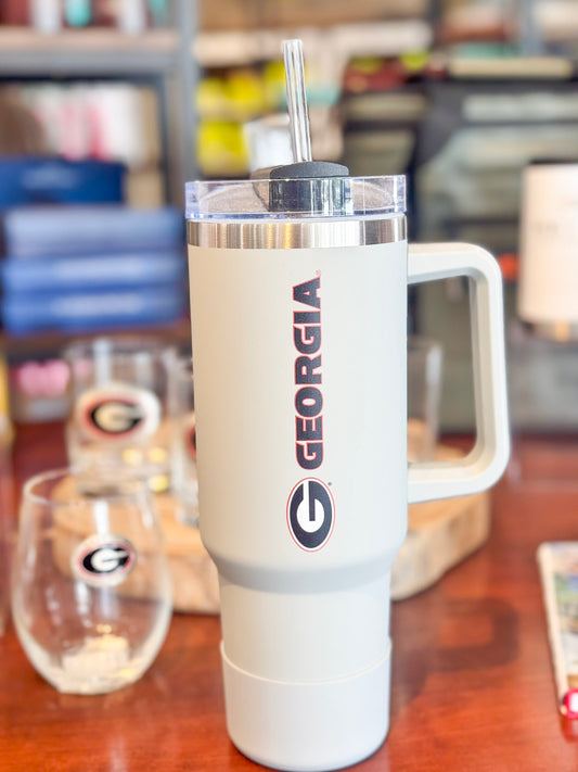 Georgia 40 oz. Gray Tumbler with Handle