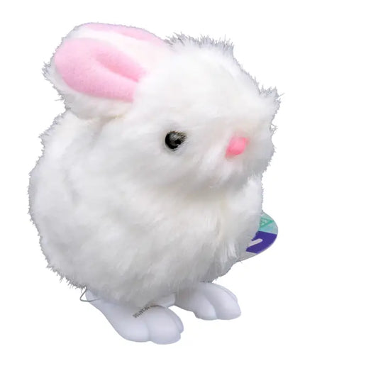 Farm Fresh White Fuzzy Bunny Wind Up