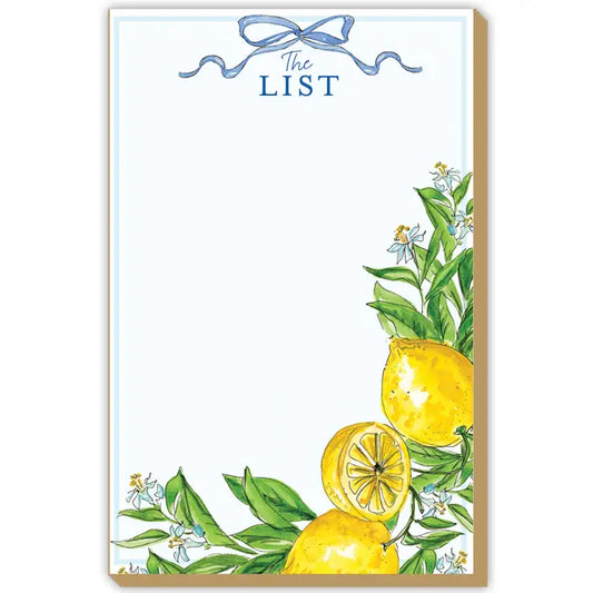 Handpainted Lemons with Greenery Luxe Large Notepad