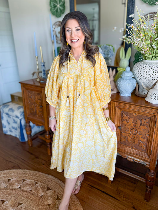 The Buttercup Bloom Boho Midi Dress