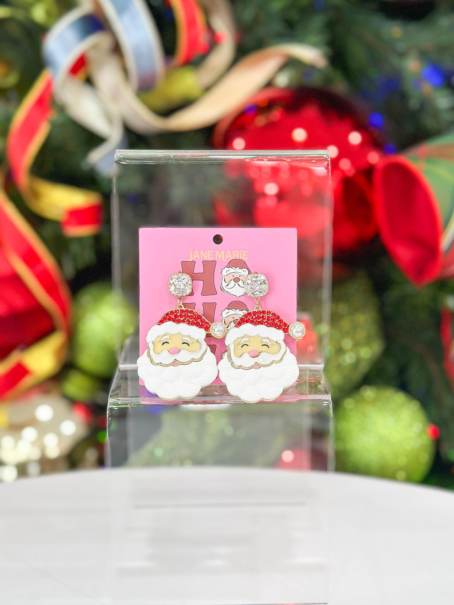 Jane Marie Acrylic Santa Claus Earrings