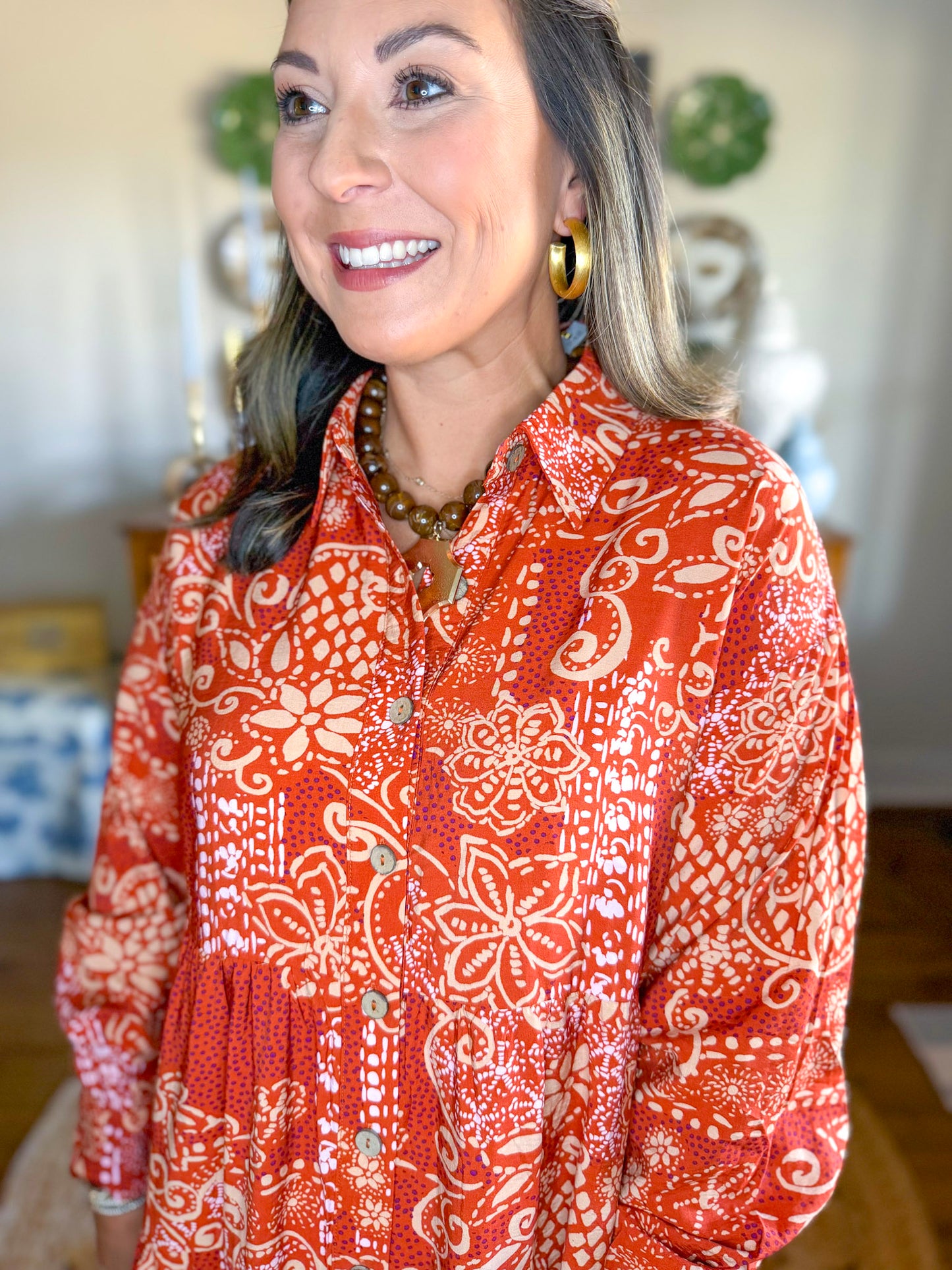 Cinnamon Paisley Dress