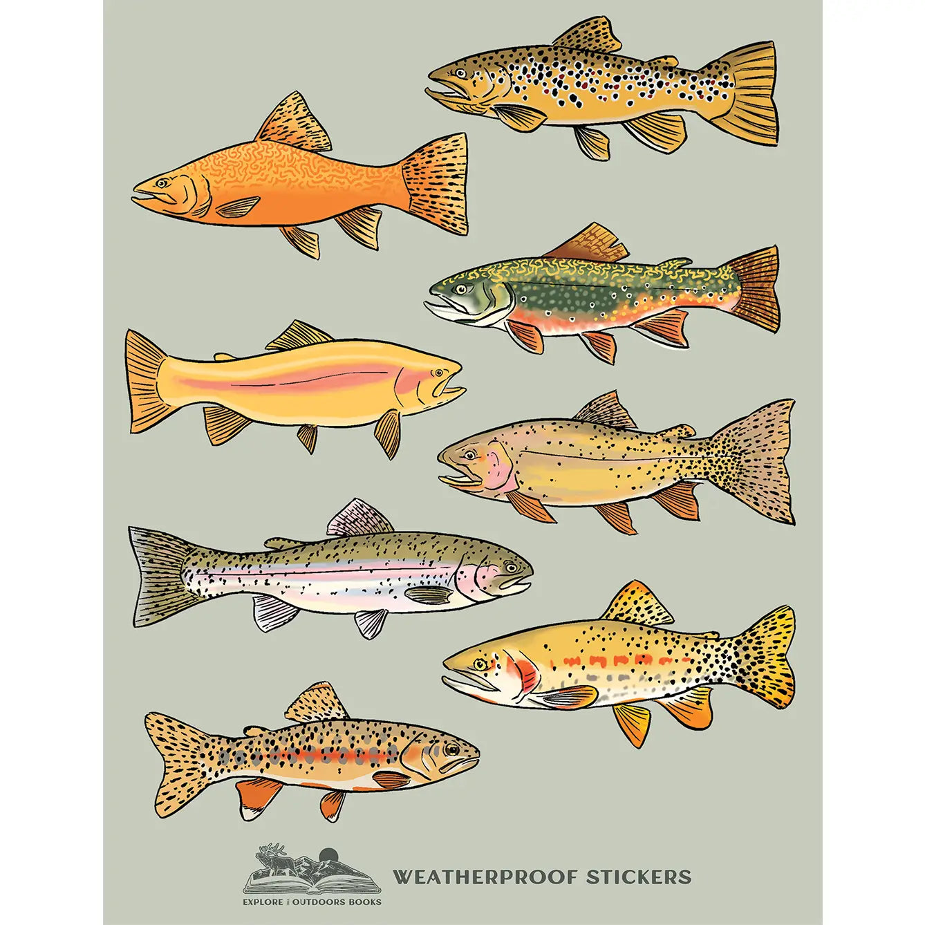 Trout Weatherproof Sticker Sheet