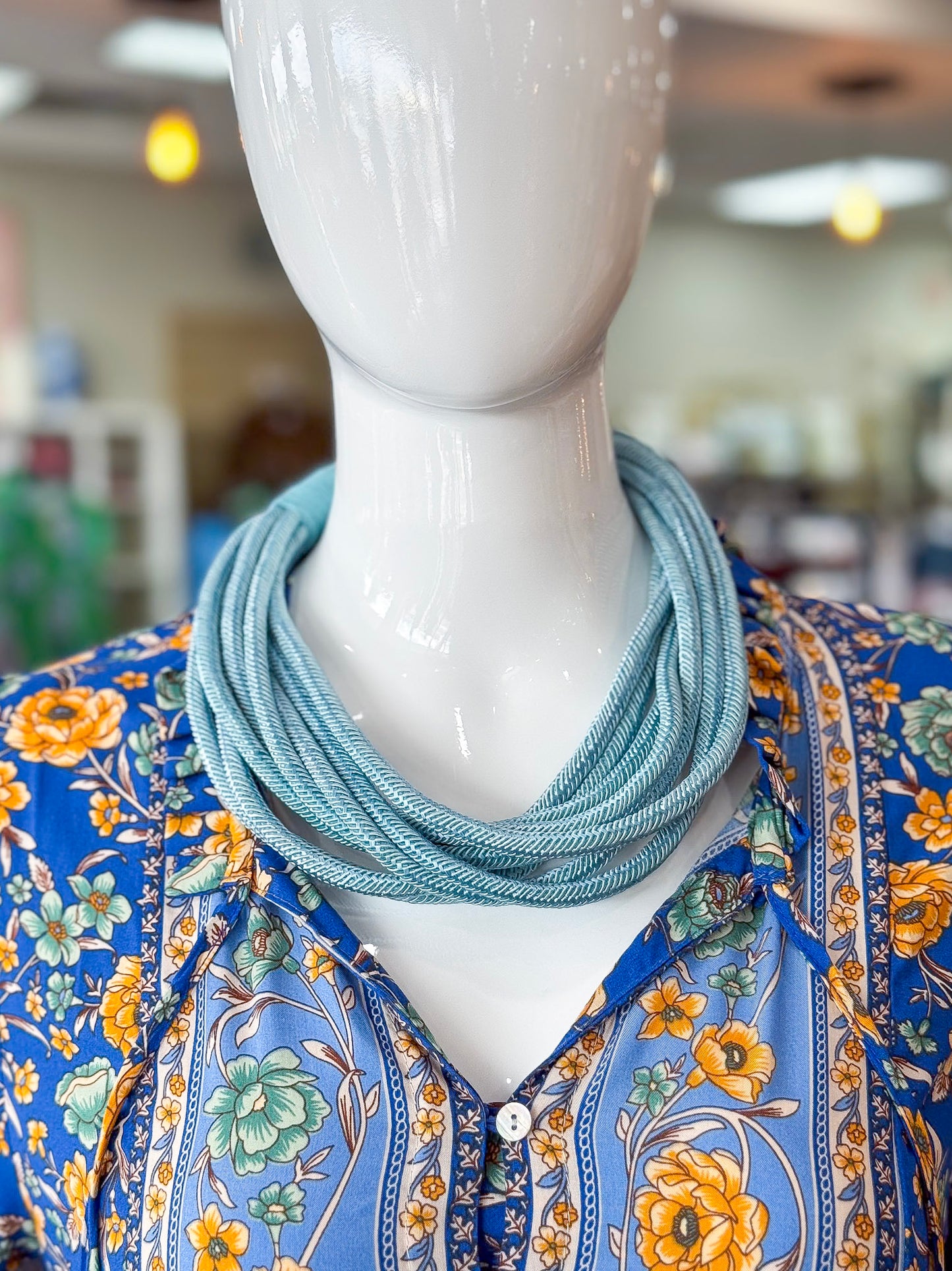 Lilly Slub Rope Necklace in Light Dusty Blue