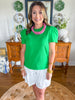 Mary Square | Larissa Pleat Sleeve Tee in Green