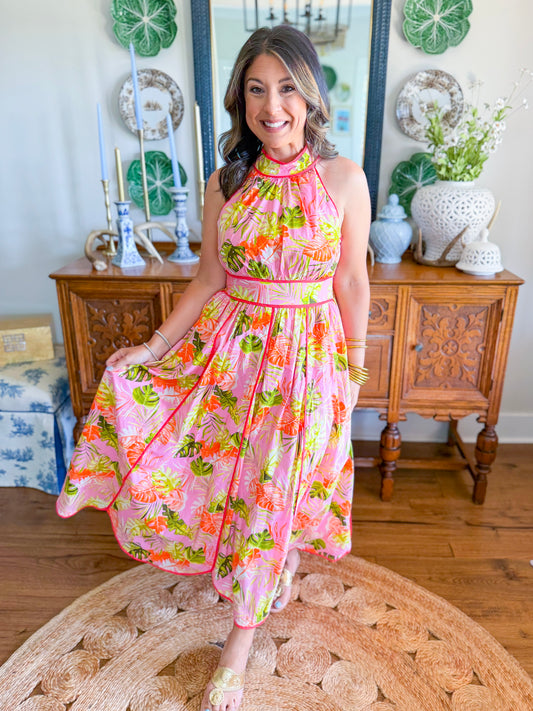 Sunset Palms Midi Dress