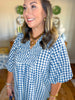Cottage Gingham Midi Dress in Navy