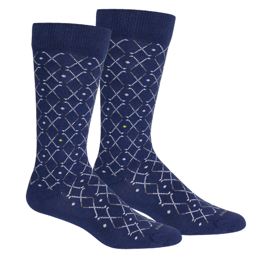Brown Dog | Lattice Club Crew Socks in Insignia Blue