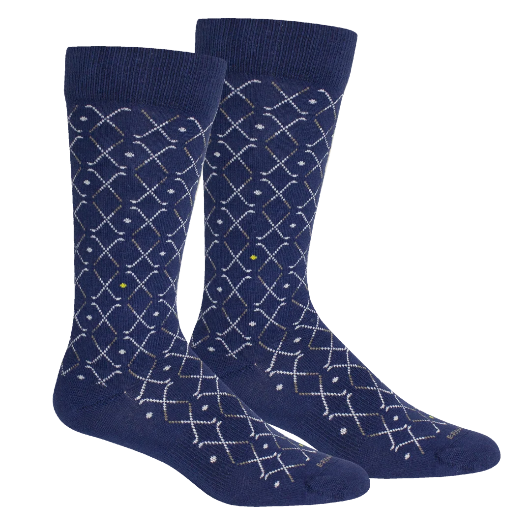 Brown Dog | Lattice Club Crew Socks in Insignia Blue