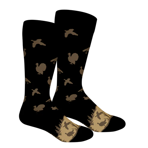 Brown Dog Wild Turkey Crew Socks in Black