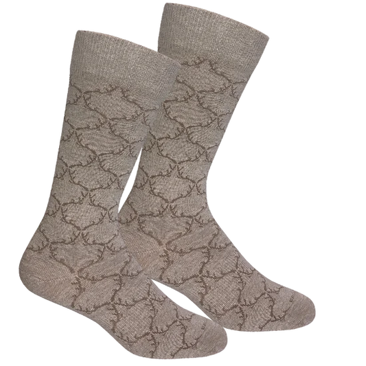 Brown Dog | Antler Argyle Socks in Oatmeal