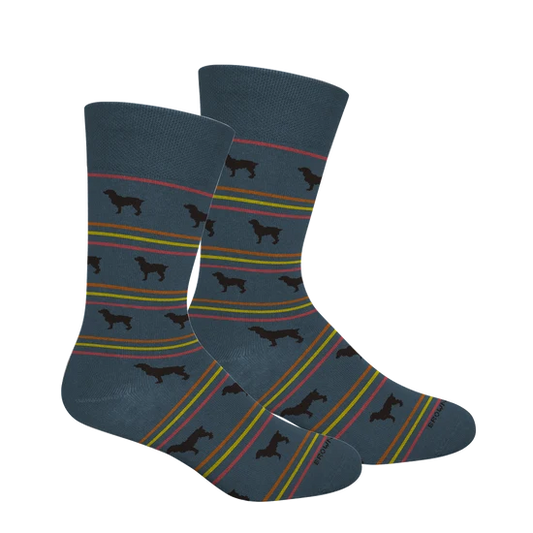 Brown Dog | Youth Boykin Stripe Crew Socks in Bluestone