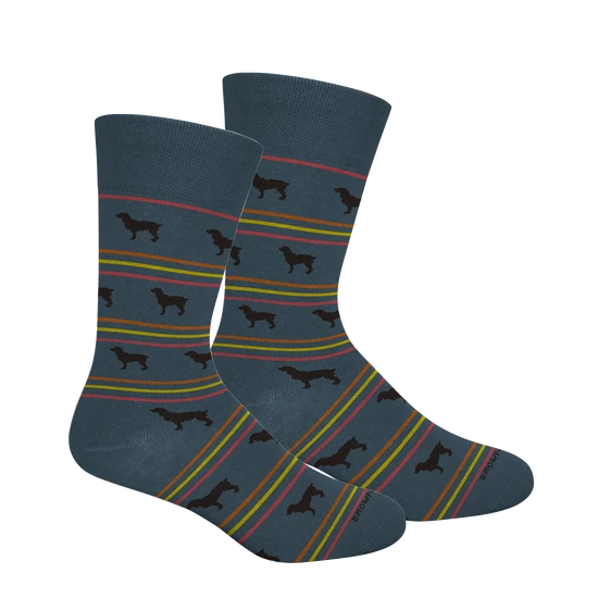 Brown Dog | Youth Boykin Stripe Crew Socks in Bluestone