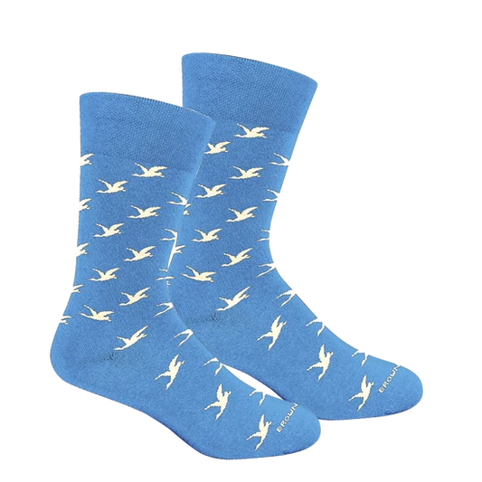 Brown Dog | Youth Duck Lattice Crew Socks in Della Blue