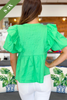 Adrienne Juliette Jacquard Top in Green Apple