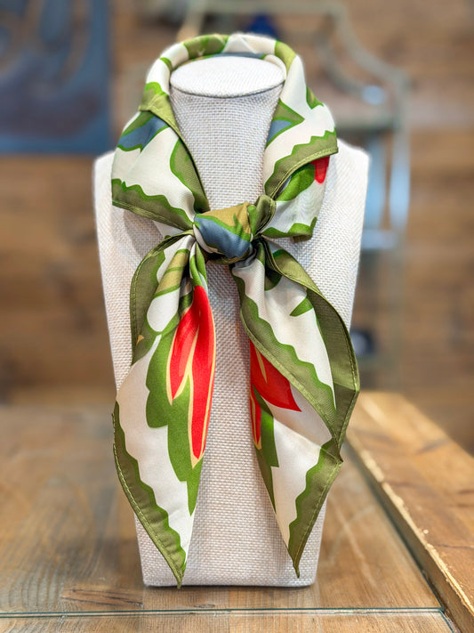 Poppy & Green Floral Scarf