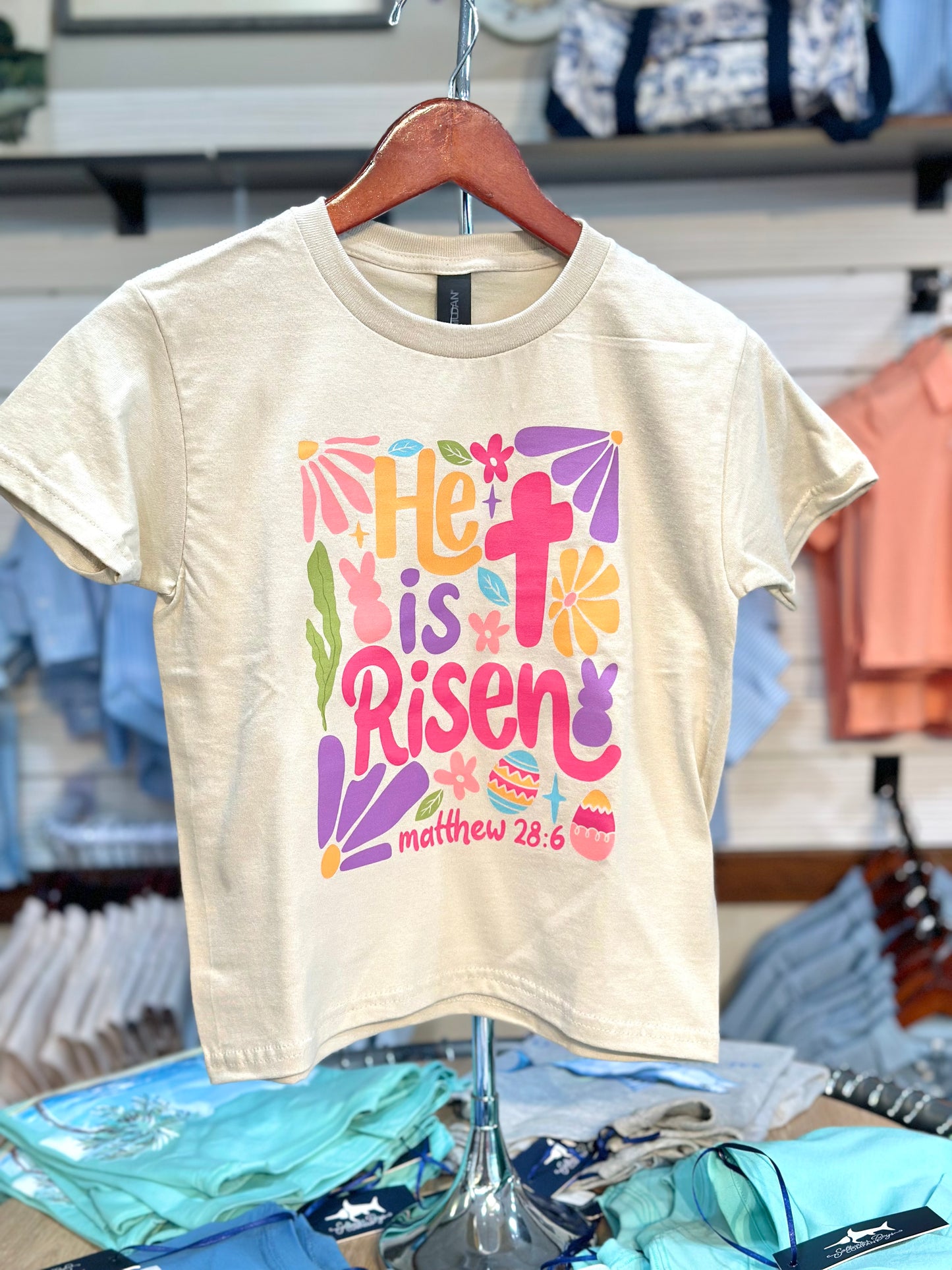 Youth He is Risen Tee in Floral