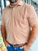 Southern Point Hinton Stripe Performance Polo in Adobe/Sandstone