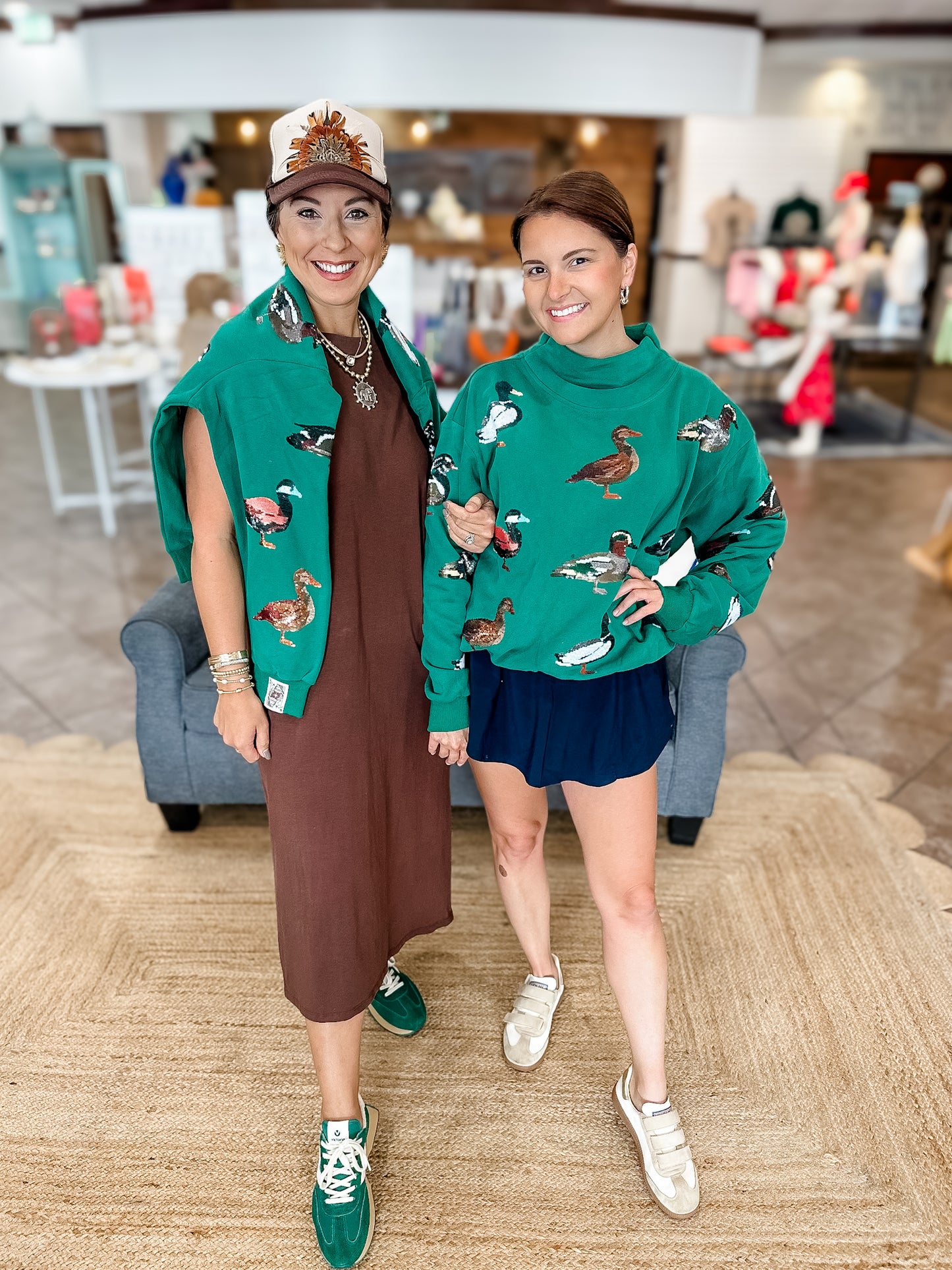 Queen of Sparkles Green Duck Mockneck Sweatshirt