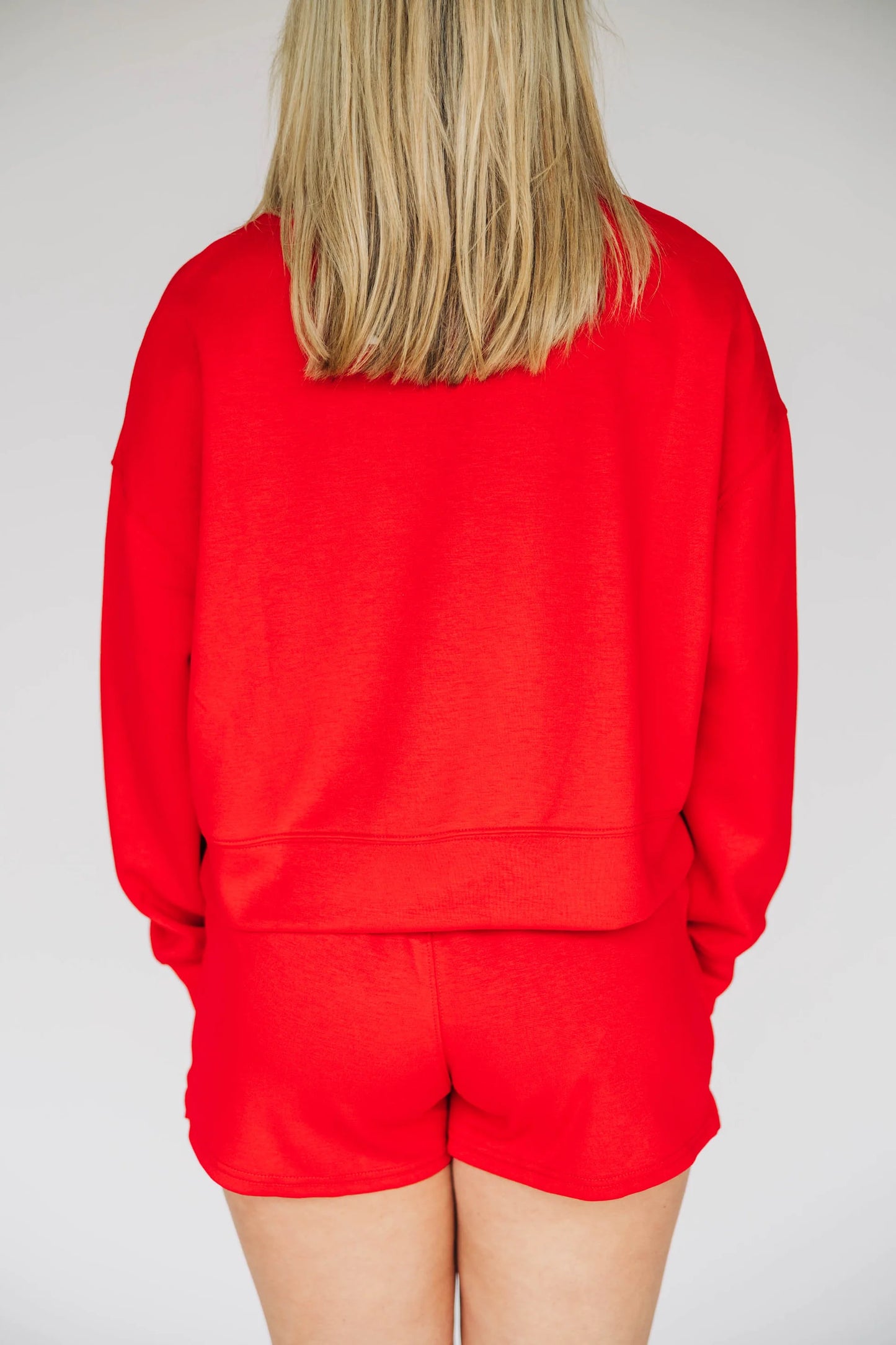 Scarlet & Gold | The Ava Airy Crewneck Go Dawgs Woven Label in Bright Red