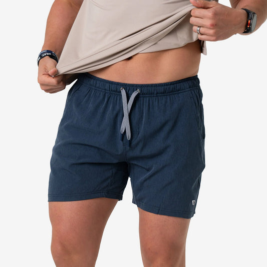 Burlebo | Athletic Shorts in Heather Navy with American Flag Liner
