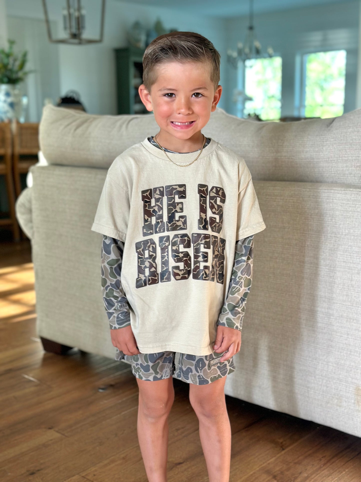 Youth He Is Risen Tee in Camo