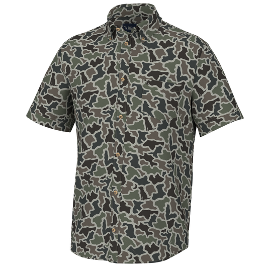 Local Boy Low Country Button Down in Dog & Moon Camo