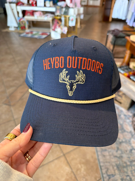 Heybo Skull Ripstop Rope Trucker Hat in Navy