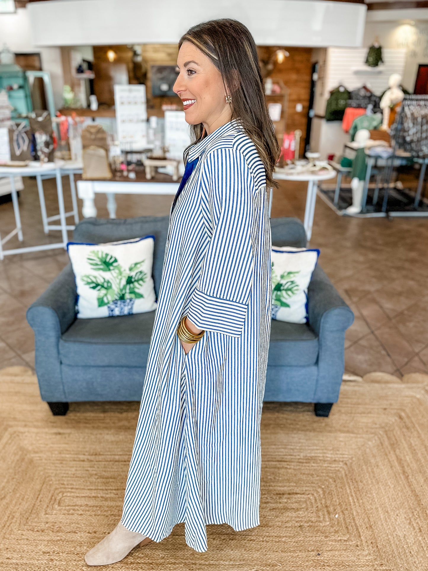 Autumn Lines Maxi Dress in Navy