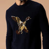 Duck Head | Flying Wood Duck Intarsia Crewneck Sweater in Deep Navy Heather