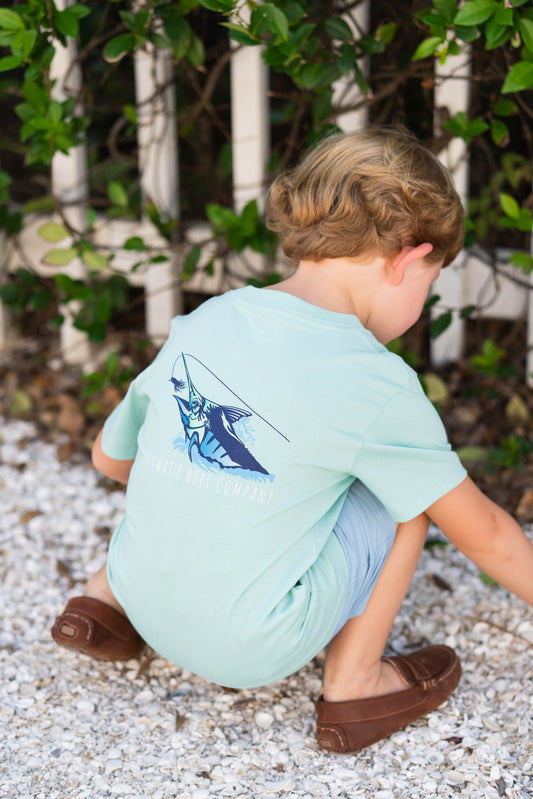 Saltwater Boys Striped Marlin SS Graphic Tee in Ocean Wave