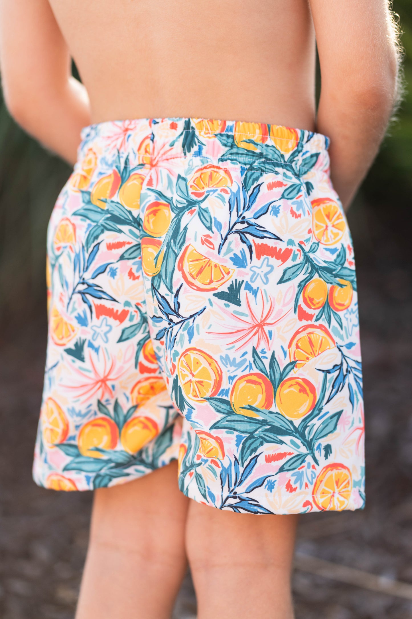 Saltwater Boys Saint Simons Swim Trunk in Positano Oranges