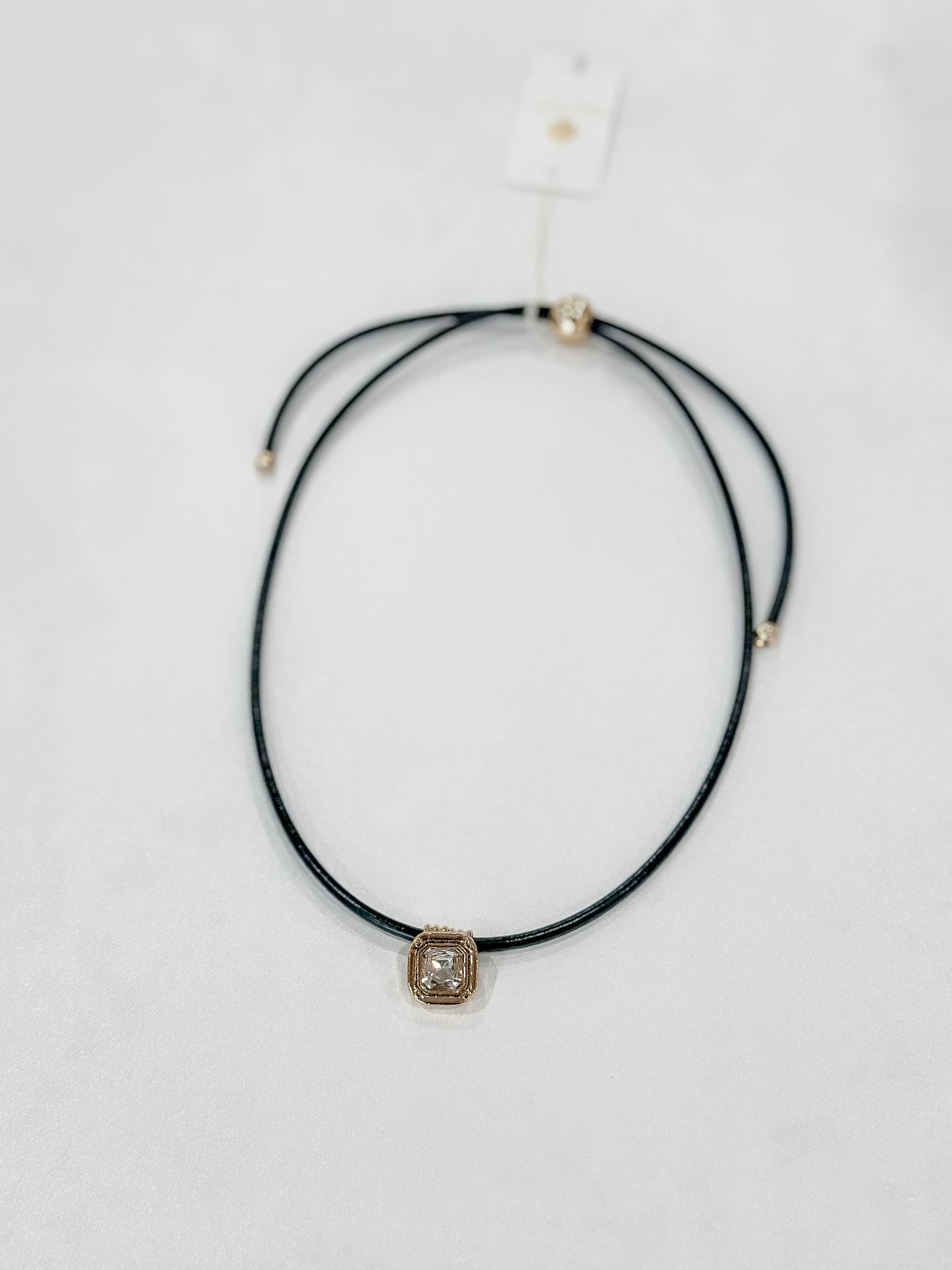 Leather Cord Necklace in Black