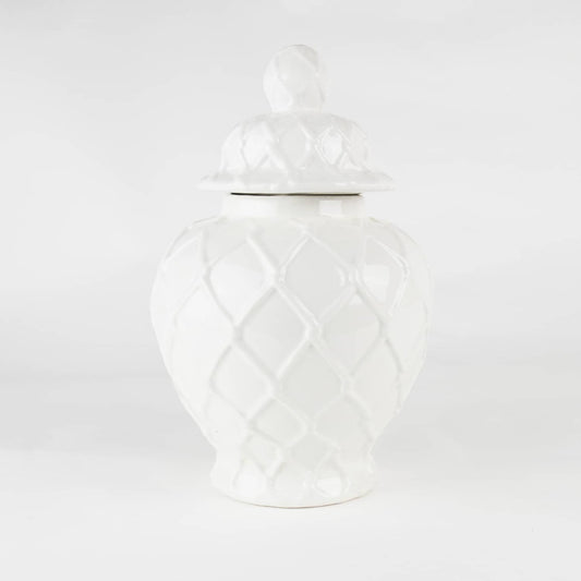 Large Textured Ginger Jar in White
