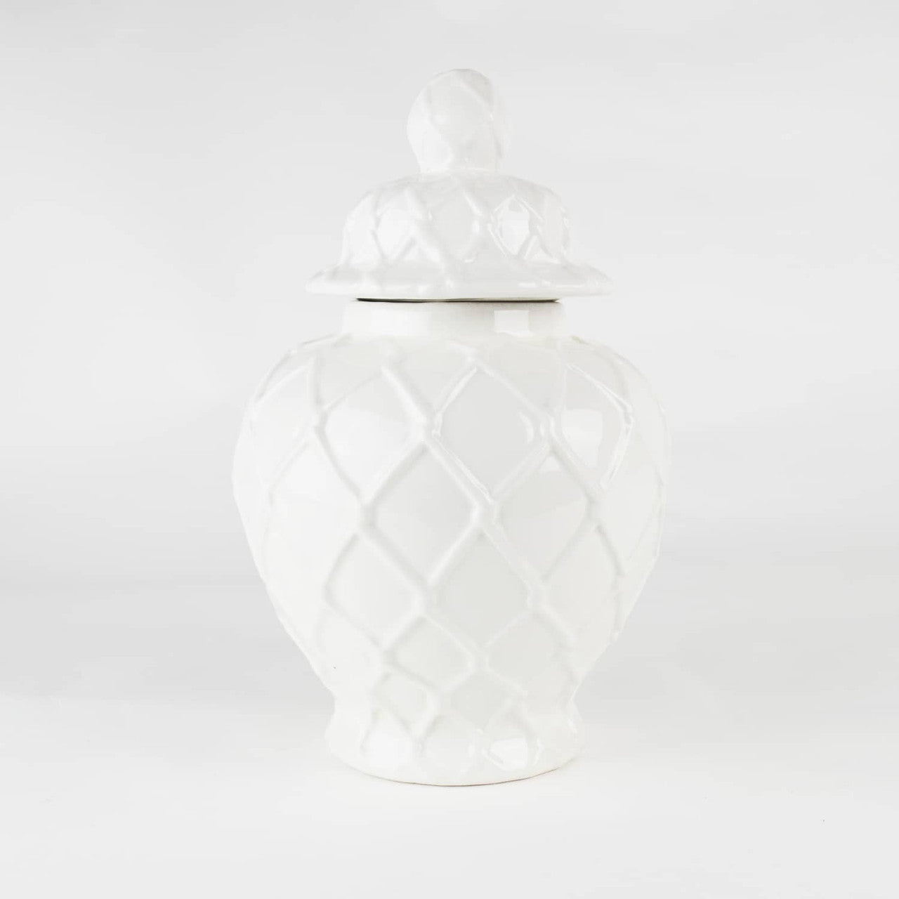 Large Textured Ginger Jar in White
