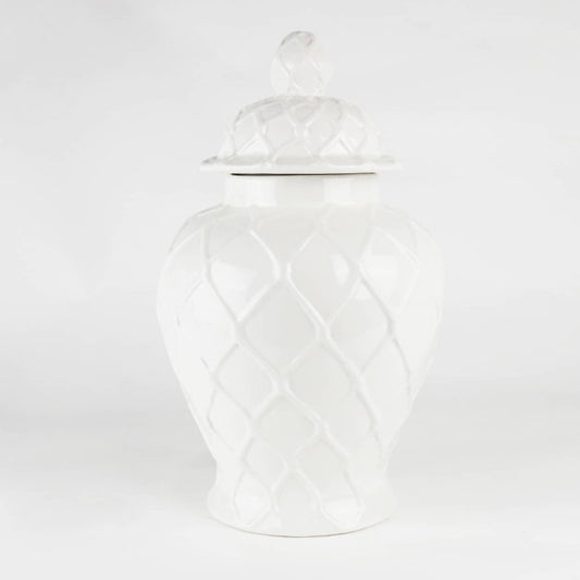 XLarge Textured Ginger Jar in White