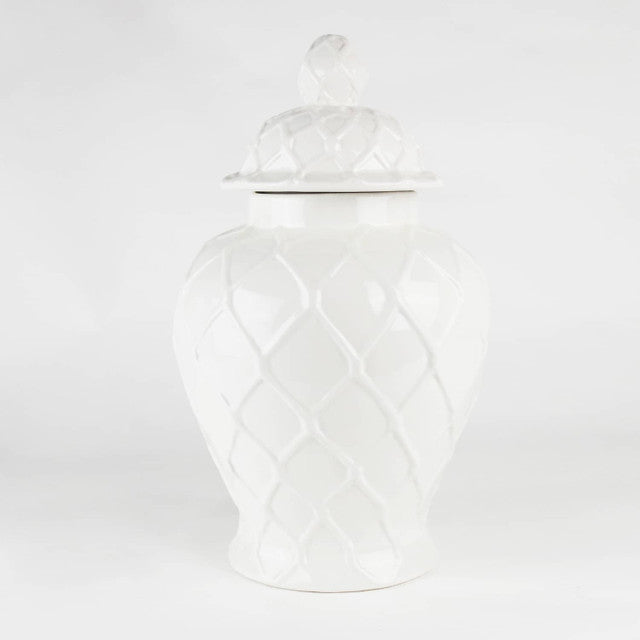 XLarge Textured Ginger Jar in White