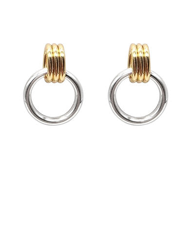 Mixed Metal Linked Hoop Earrings