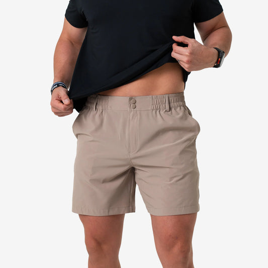 Burlebo | Everyday Shorts in Cobblestone Khaki with Duck Hunt Pocket