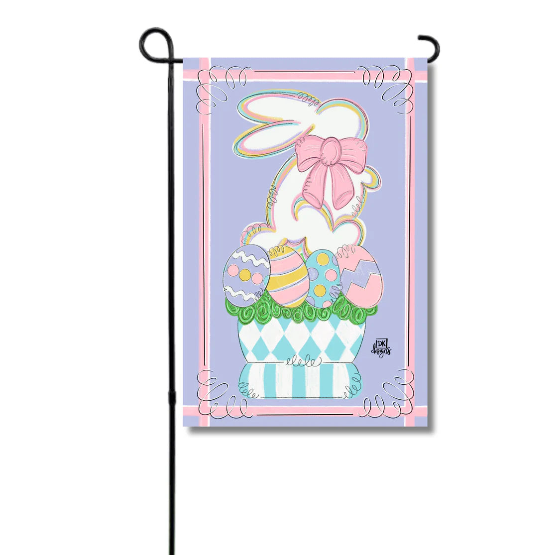 White Bunny Garden Flag