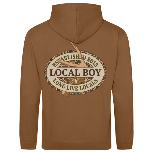 Local Boy | Youth Brushwood Old School Antler Oval Hoodie in Caramel Toffee