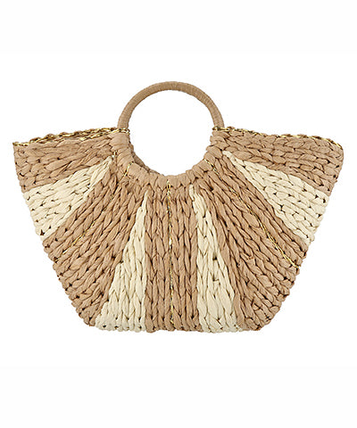 Sunburst Lined Straw Totebag