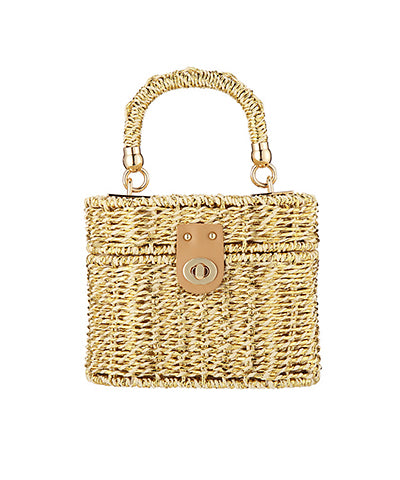 The Alys Metallic Gold Straw Bag