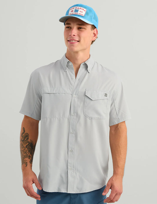 Huk Tide Point Short Sleeve Shirt in Seagull