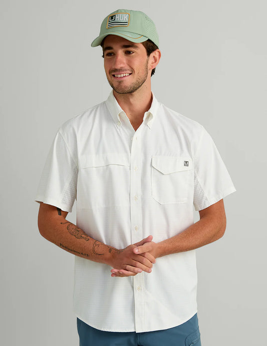 Huk Tide Point Printed Short Sleeve Shirt in Pale Algae