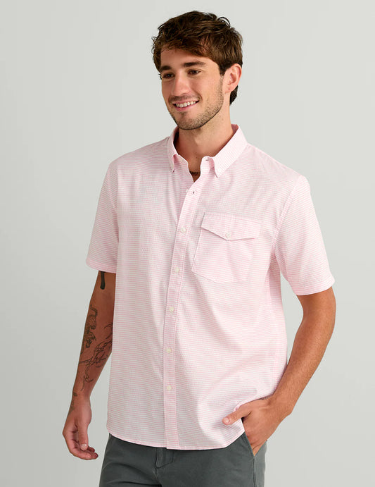 Huk Chatham Plaid Short Sleeve Shirt in Oleander
