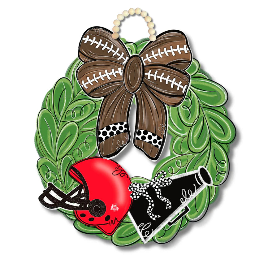 Red and Black FB Wreath Door Hanger